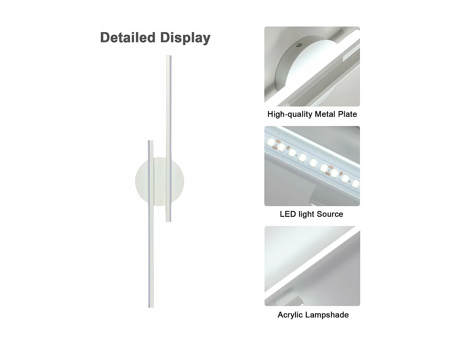 Wandleuchte Innen LED, 24W 2700LM Wandlampe Modern, 6500K Kaltweiß, Wandleuchte Weiß Aluminium für Wohnzimmer, Schlafzimmer, Korridor, Treppen