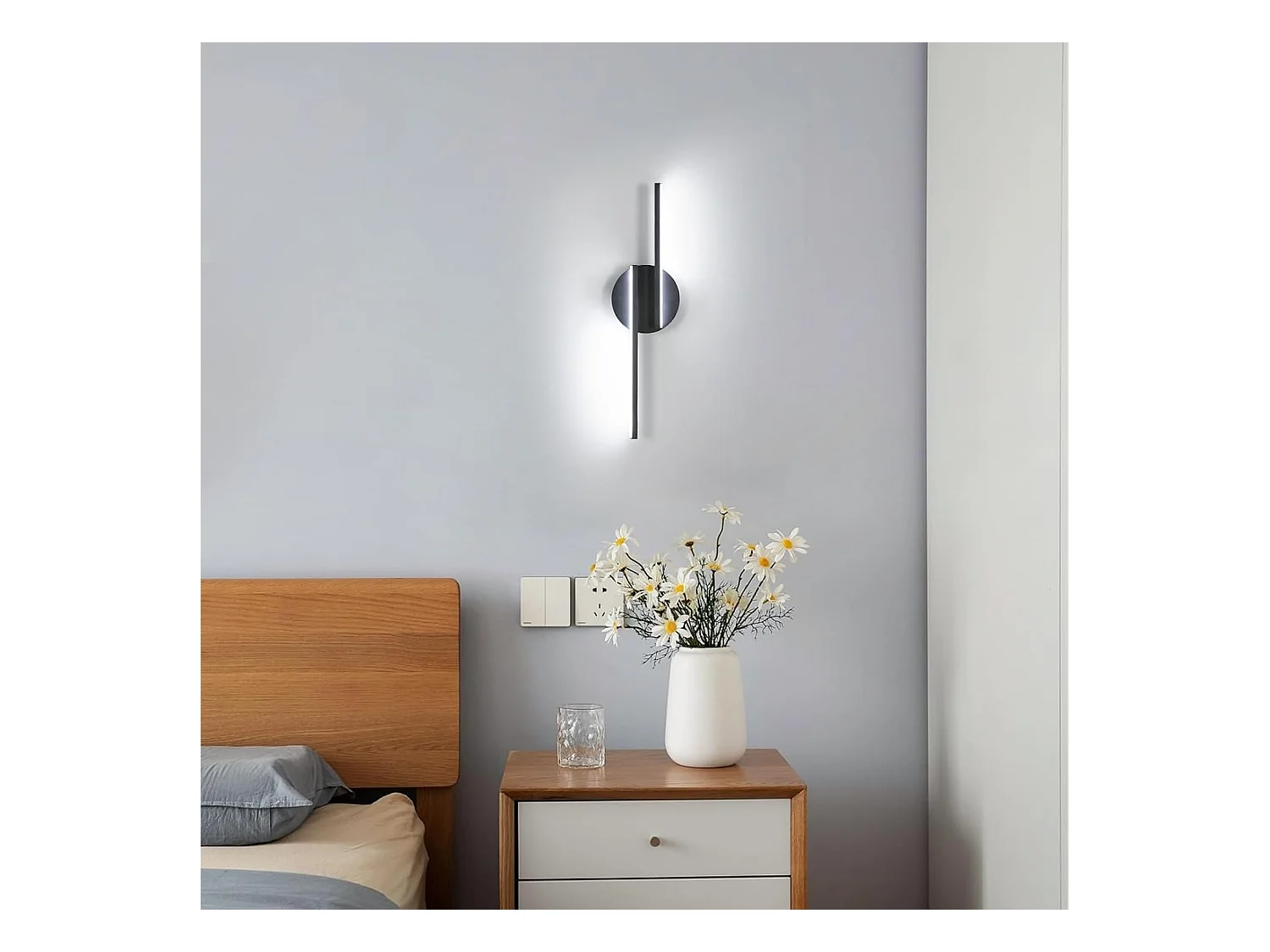 Applique Murale Intérieure LED, 16W Lampe Murale Moderne, Blanche Froide 6500K Luminaire Mural Interieur pour Chambre, Salon, Couloir, Escalier, 45cm