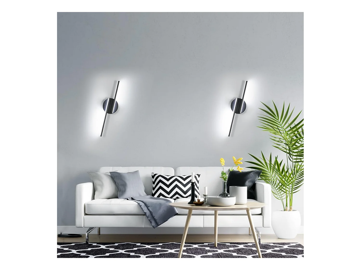 Applique Murale Intérieure LED, 16W Lampe Murale Moderne, Blanche Froide 6500K Luminaire Mural Interieur pour Chambre, Salon, Couloir, Escalier, 45cm