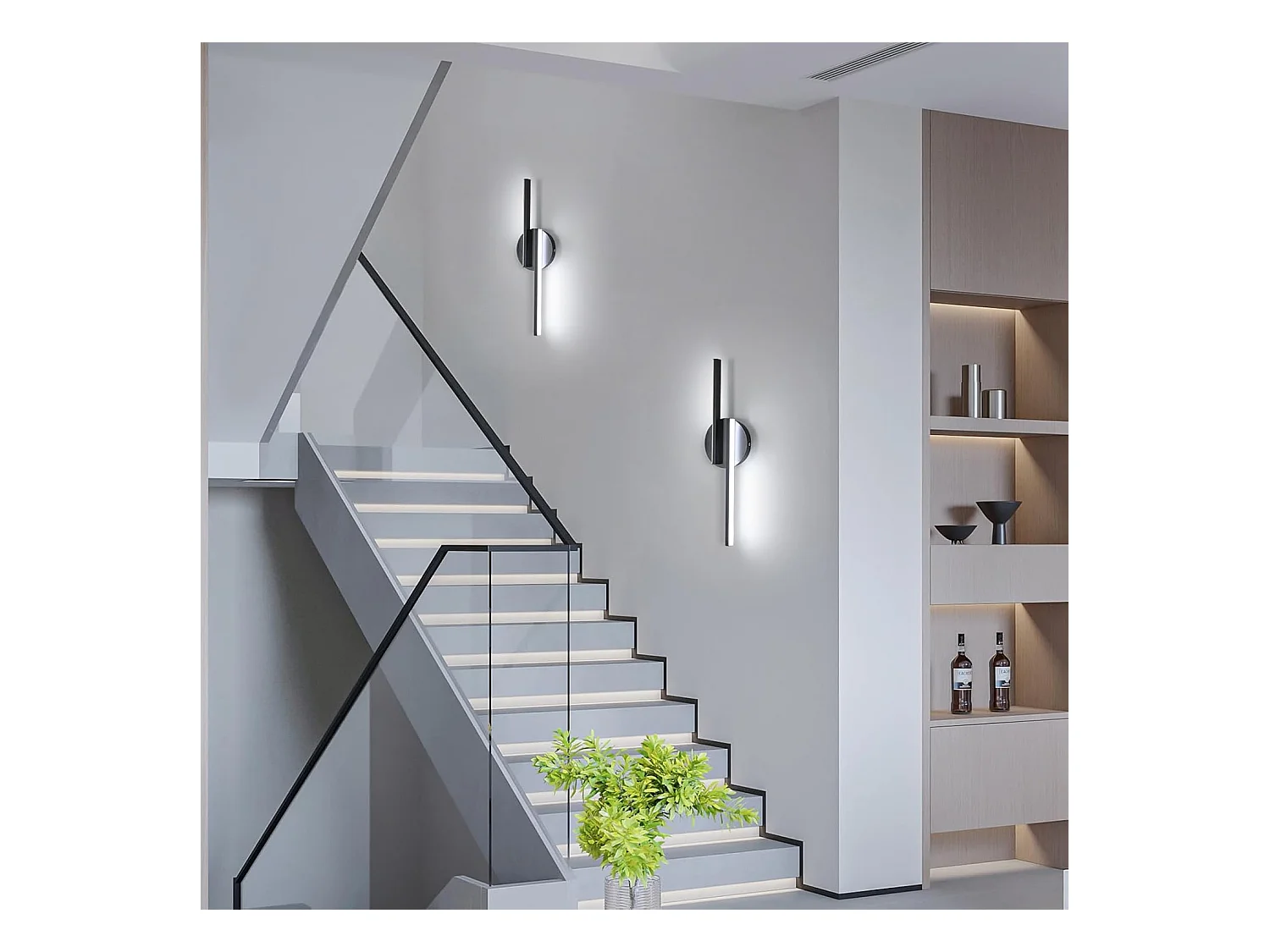 Applique Murale Intérieure LED, 16W Lampe Murale Moderne, Blanche Froide 6500K Luminaire Mural Interieur pour Chambre, Salon, Couloir, Escalier, 45cm