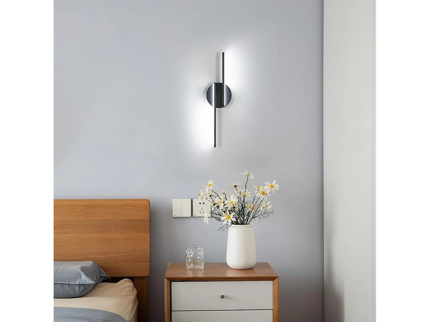 Applique Murale Intérieure LED, 16W Lampe Murale Moderne, Blanche Froide 6500K Luminaire Mural Interieur pour Chambre, Salon, Couloir, Escalier, 45cm