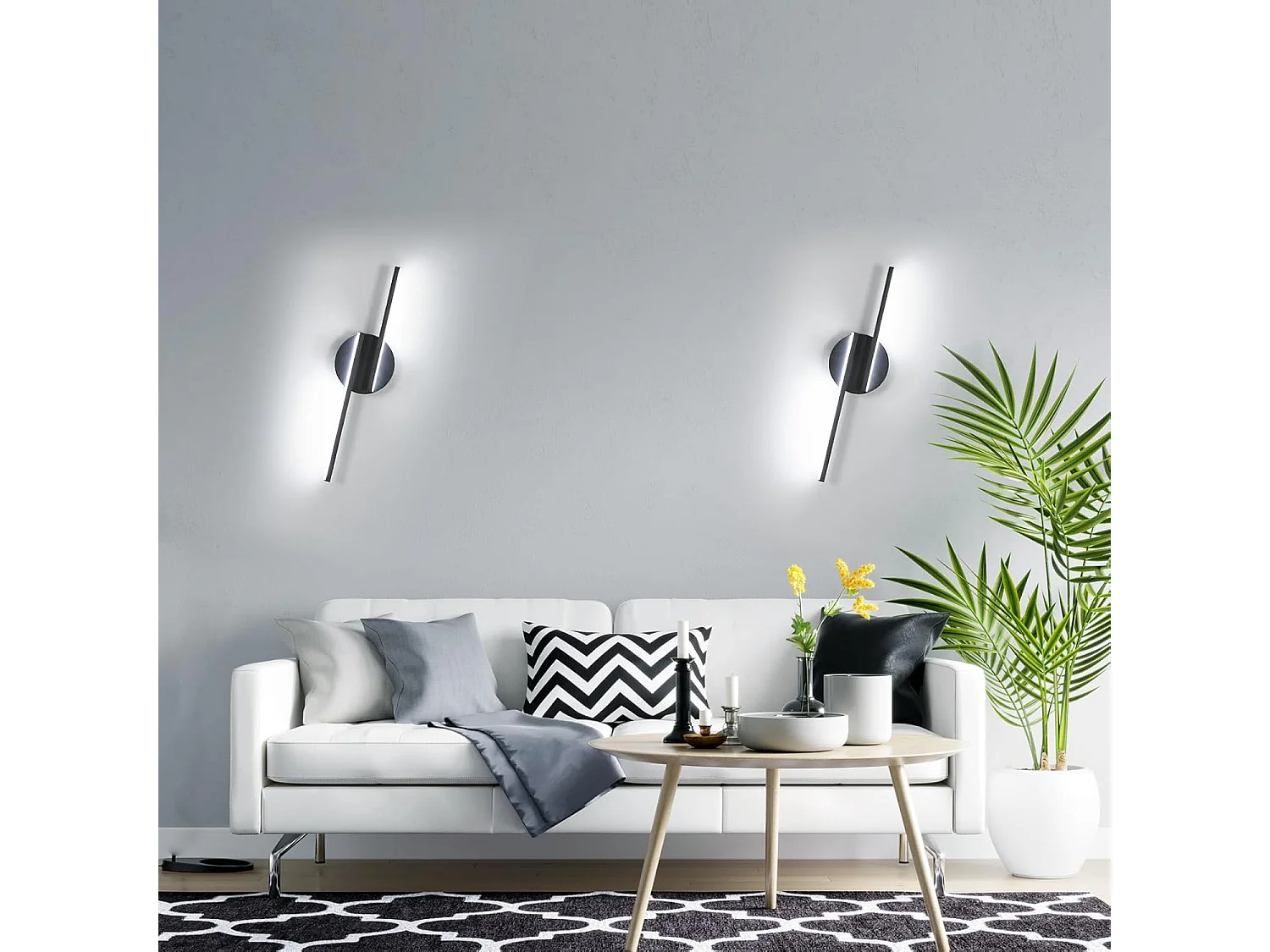 Applique Murale Intérieure LED, 16W Lampe Murale Moderne, Blanche Froide 6500K Luminaire Mural Interieur pour Chambre, Salon, Couloir, Escalier, 45cm