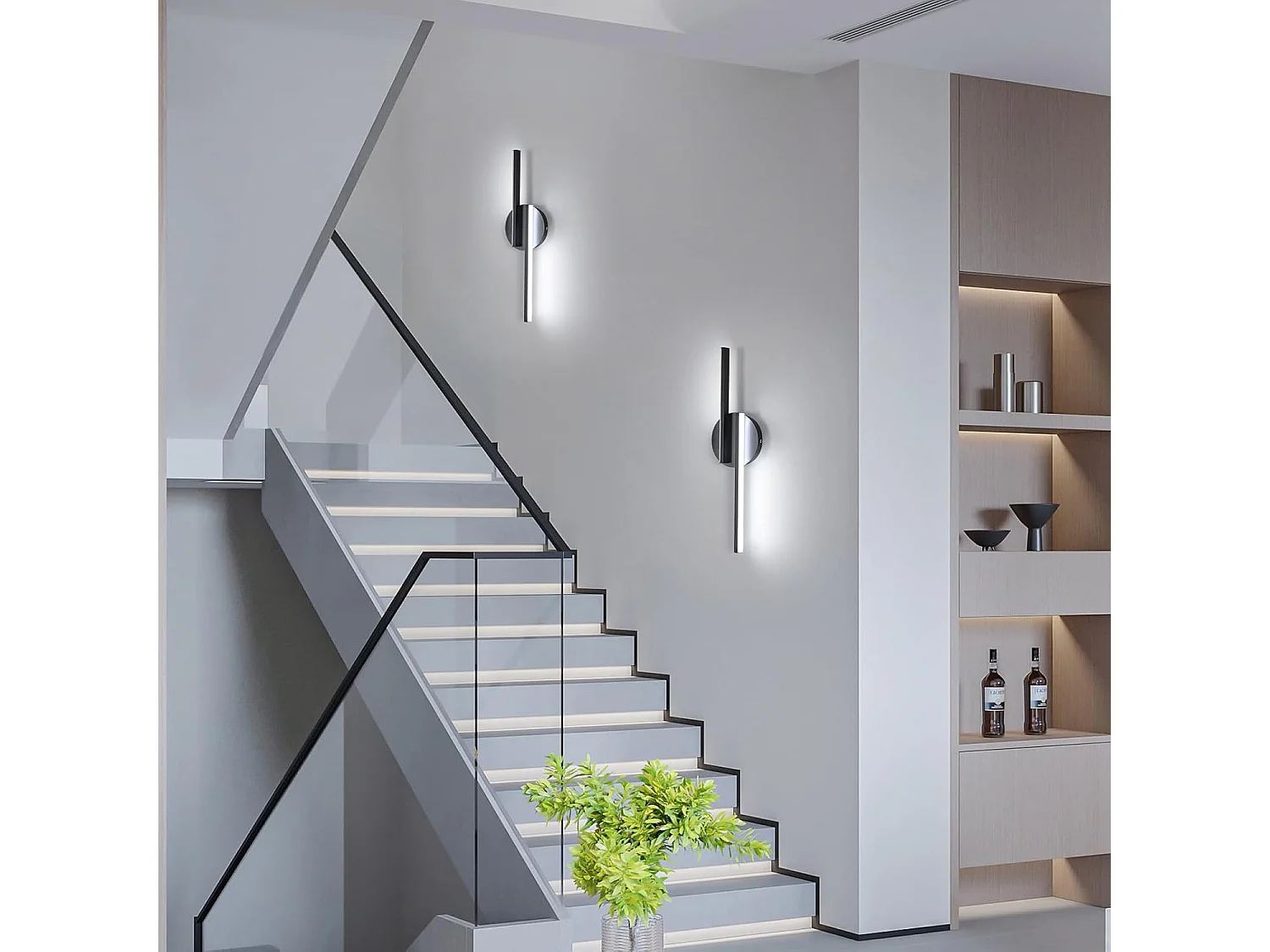 Applique Murale Intérieure LED, 16W Lampe Murale Moderne, Blanche Froide 6500K Luminaire Mural Interieur pour Chambre, Salon, Couloir, Escalier, 45cm