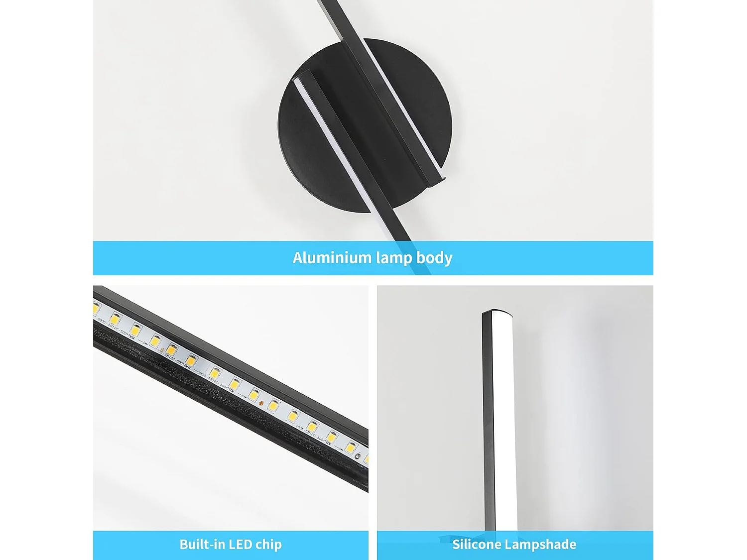 Applique Murale Intérieure LED, 16W Lampe Murale Moderne, Blanche Froide 6500K Luminaire Mural Interieur pour Chambre, Salon, Couloir, Escalier, 45cm