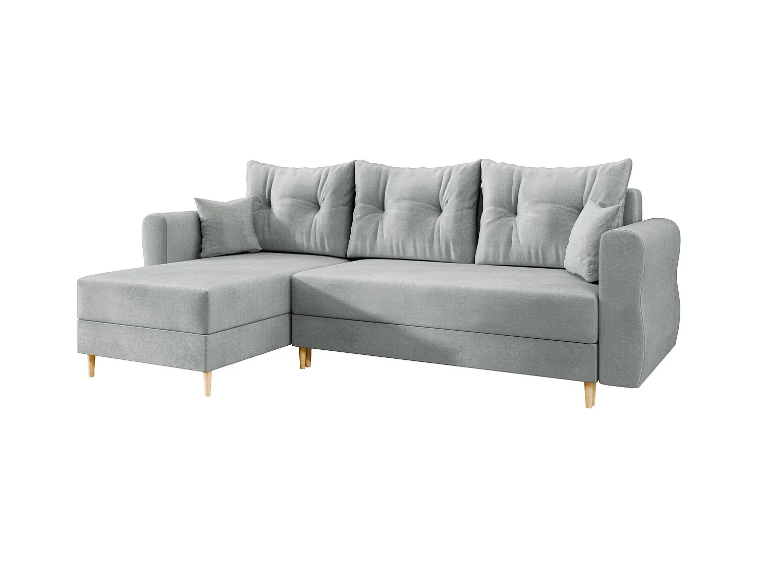 Sofá rinconero Veldala 102, Gris, Función de descanso, Almacenaje, 238x138x85cm