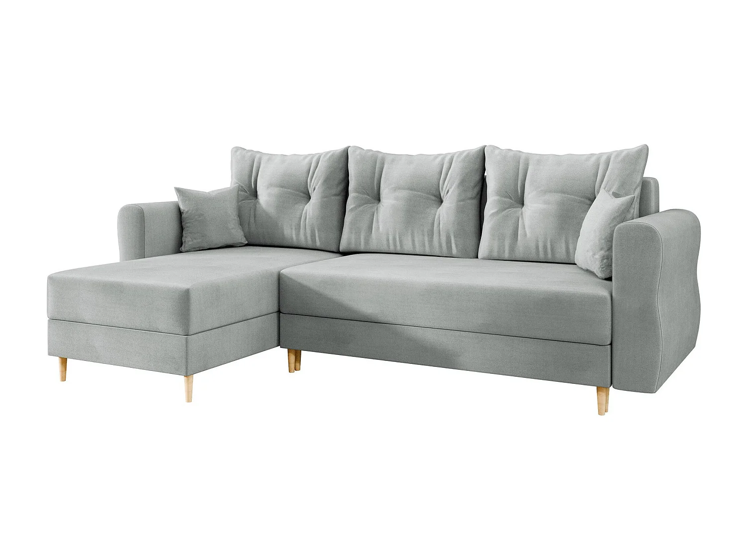 Sofá rinconero Veldala 102, Gris, Función de descanso, Almacenaje, 238x138x85cm