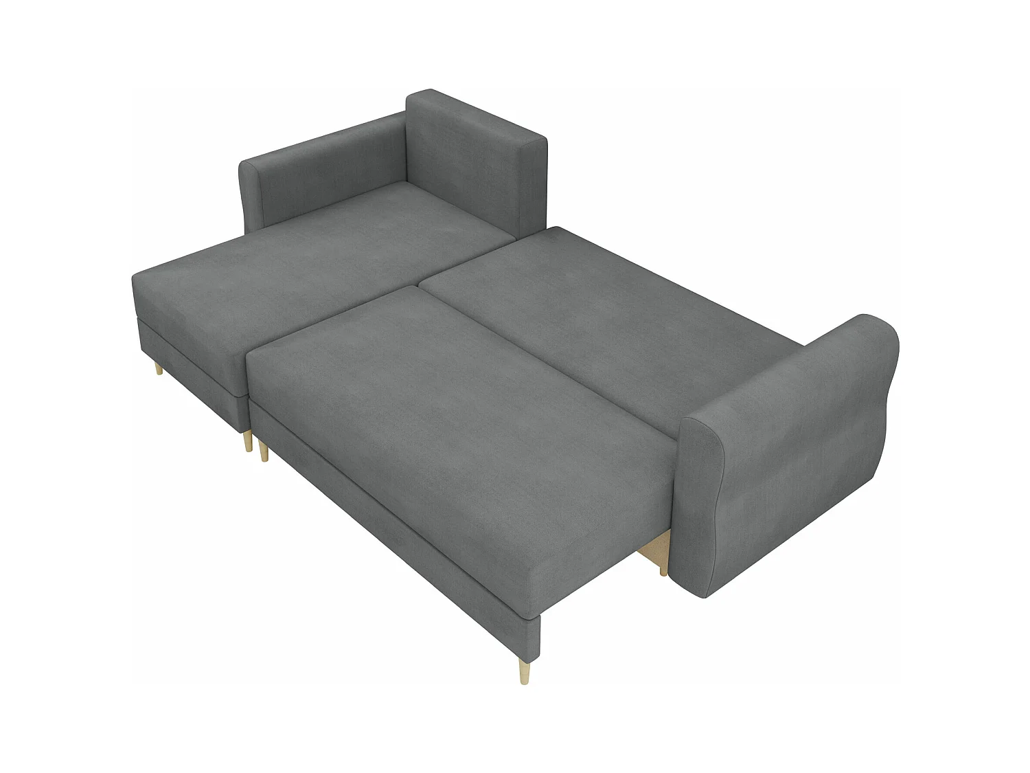 Canapé d'angle Veldala 102, Bleu, Fonction de couchage, Boîte de literie, 238x138x85cm