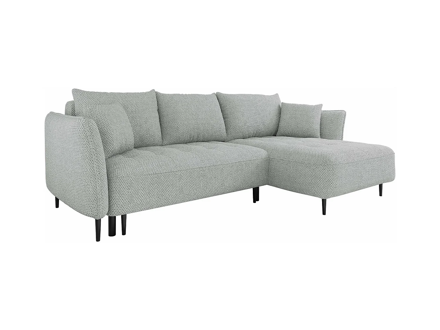 Canapé d'angle TrendyNest 102, Gris, Fonction de couchage, Boîte de literie, 276x158x94cm