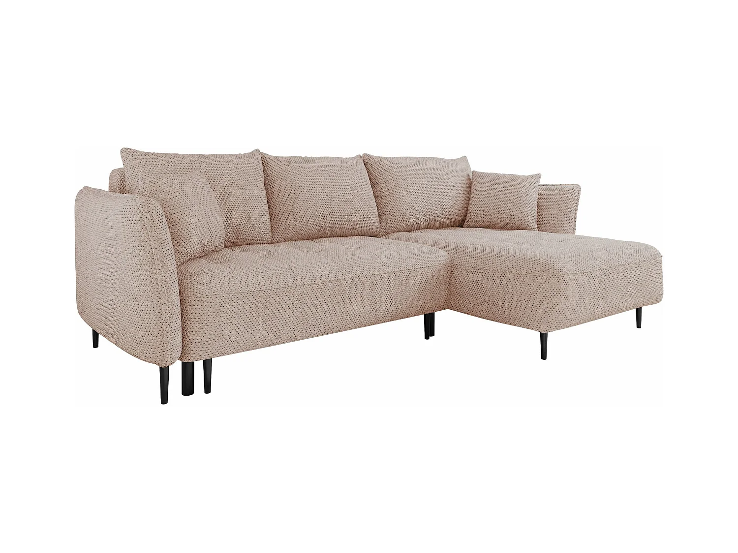 Canapé d'angle TrendyNest 102, Rose, Fonction de couchage, Boîte de literie, 276x158x94cm