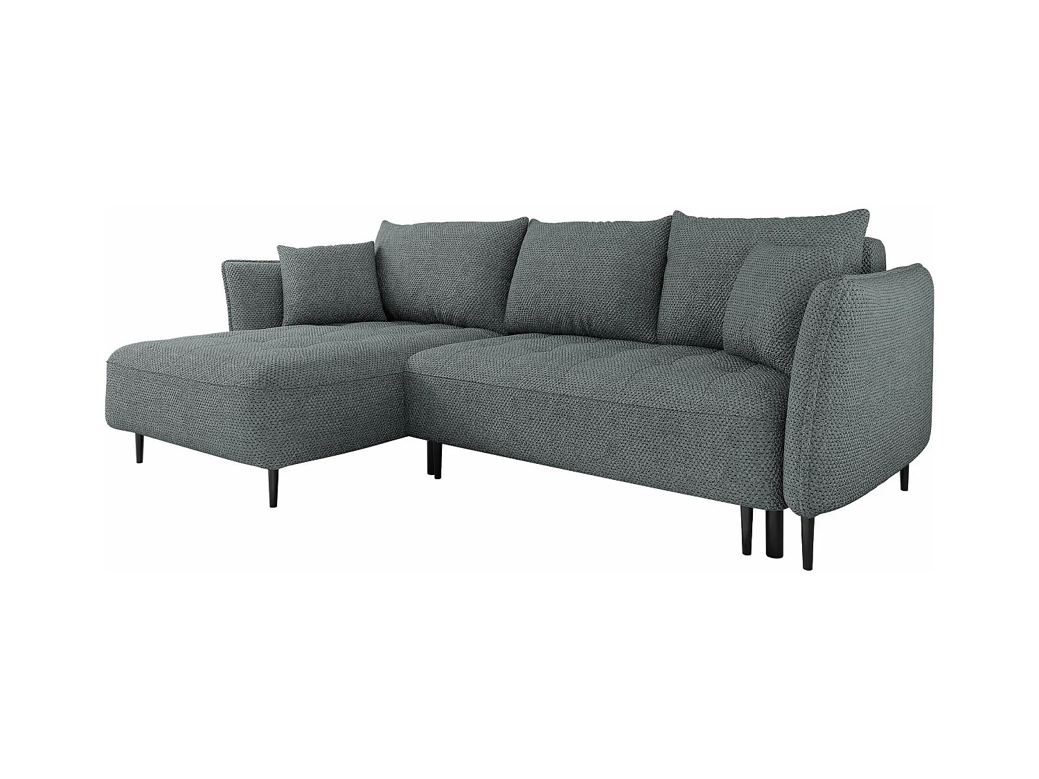 Canapé d'angle TrendyNest 102, Gris, Fonction de couchage, Boîte de literie, 276x158x94cm