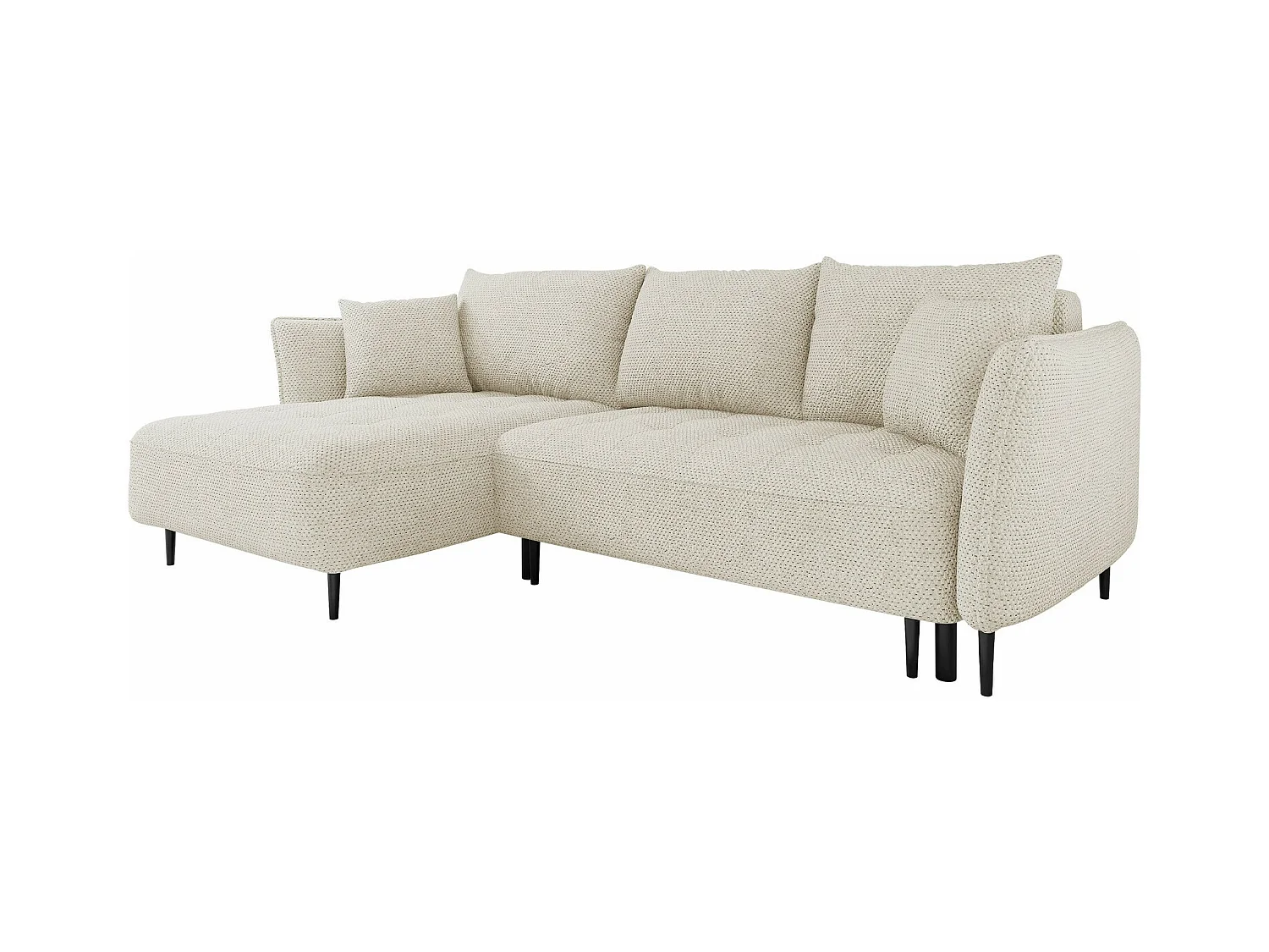 Canapé d'angle TrendyNest 102, Brun clair, Fonction de couchage, Boîte de literie, 276cm