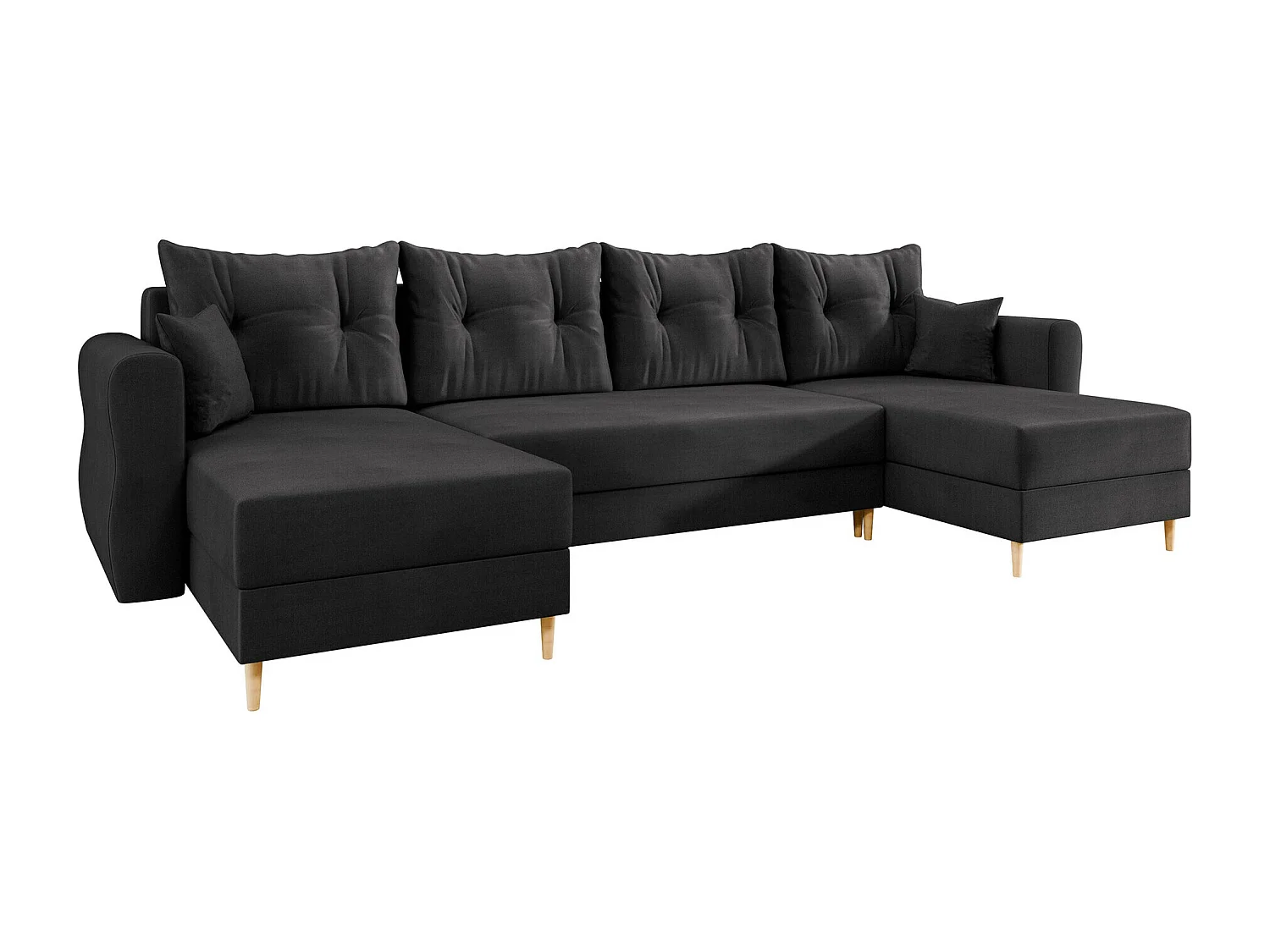 Sofá rinconero Veldala 103, Negro, Función de descanso, Almacenaje, 310x138x85cm