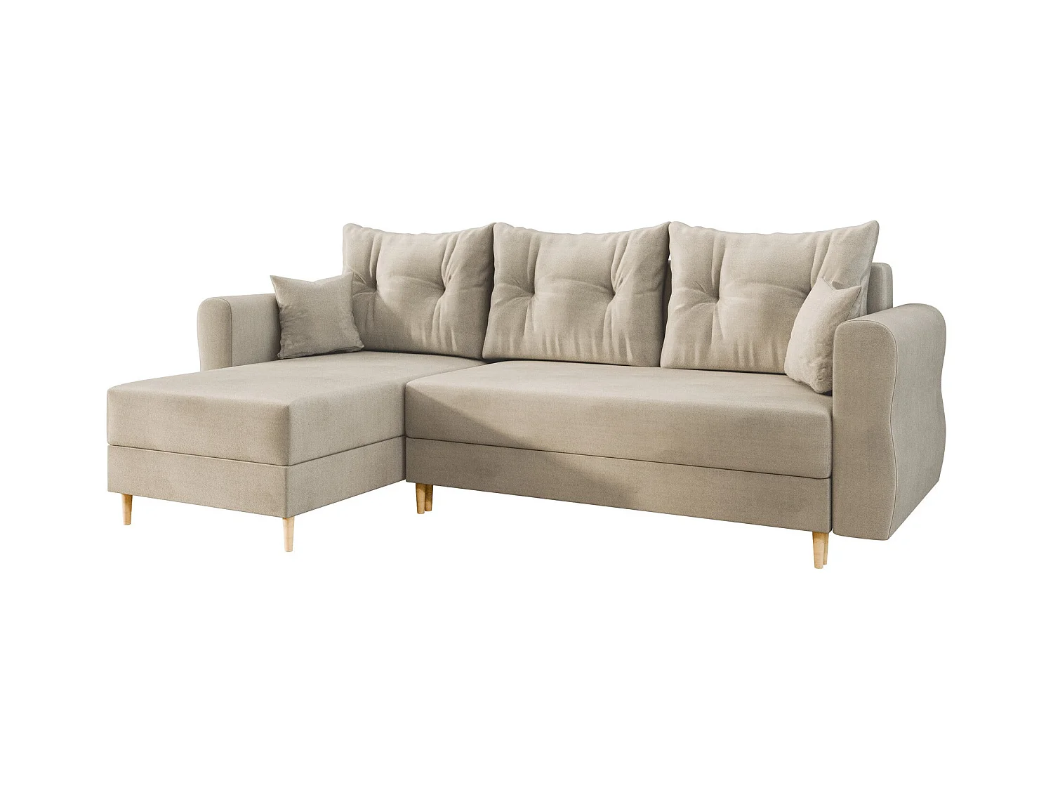 Sofá de canto Veldala 102, Castanho claro, Funcionalidade de dormir