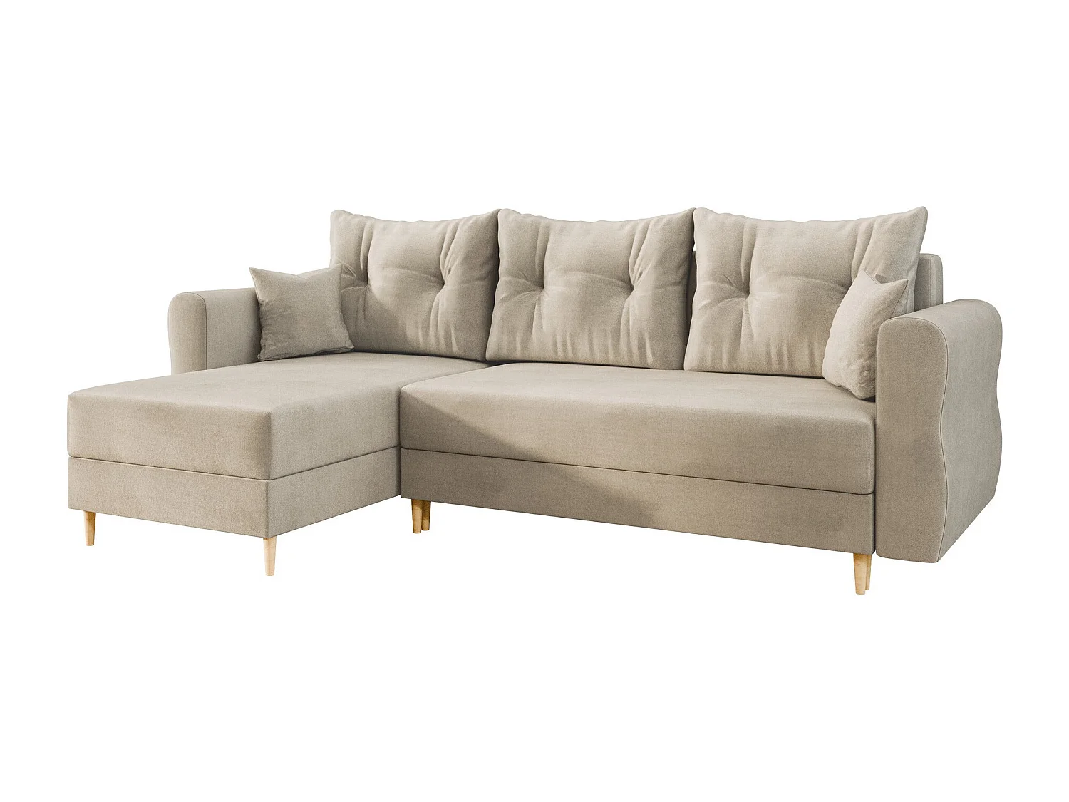 Canapé d'angle Veldala 102, Brun clair, Disponible, 238x138x85cm