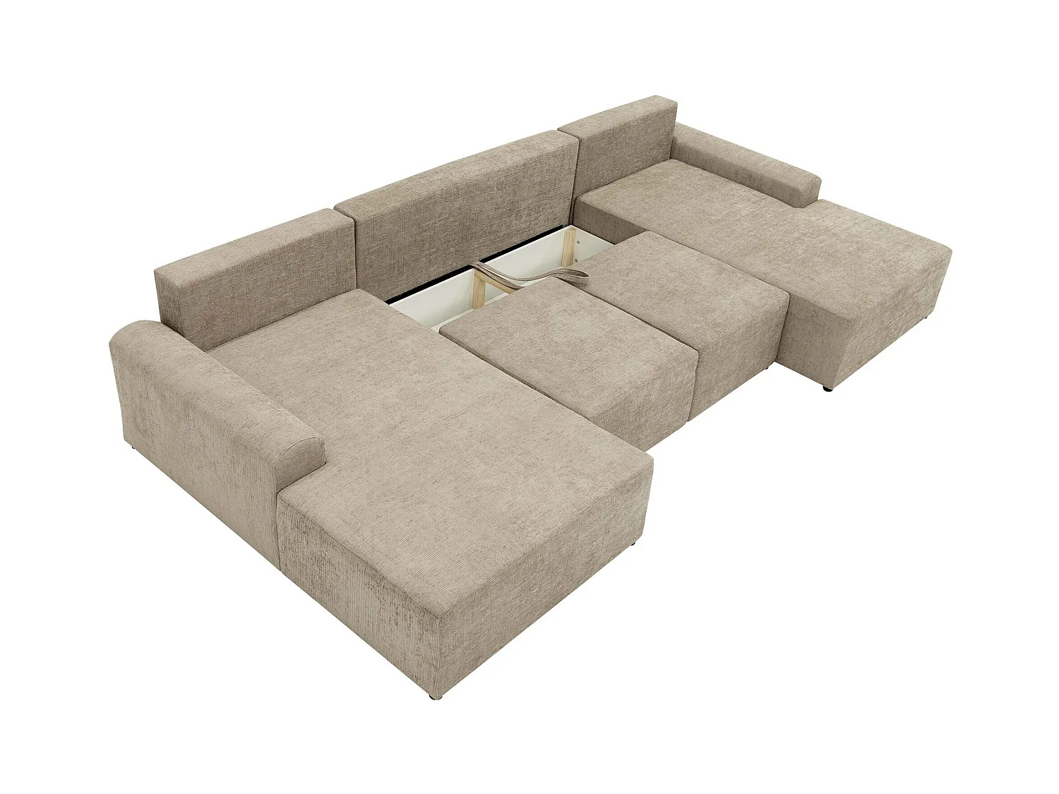 Canapé d'angle Stonecrest 106, Brun clair, Fonction de couchage, Boîte de literie, 338cm