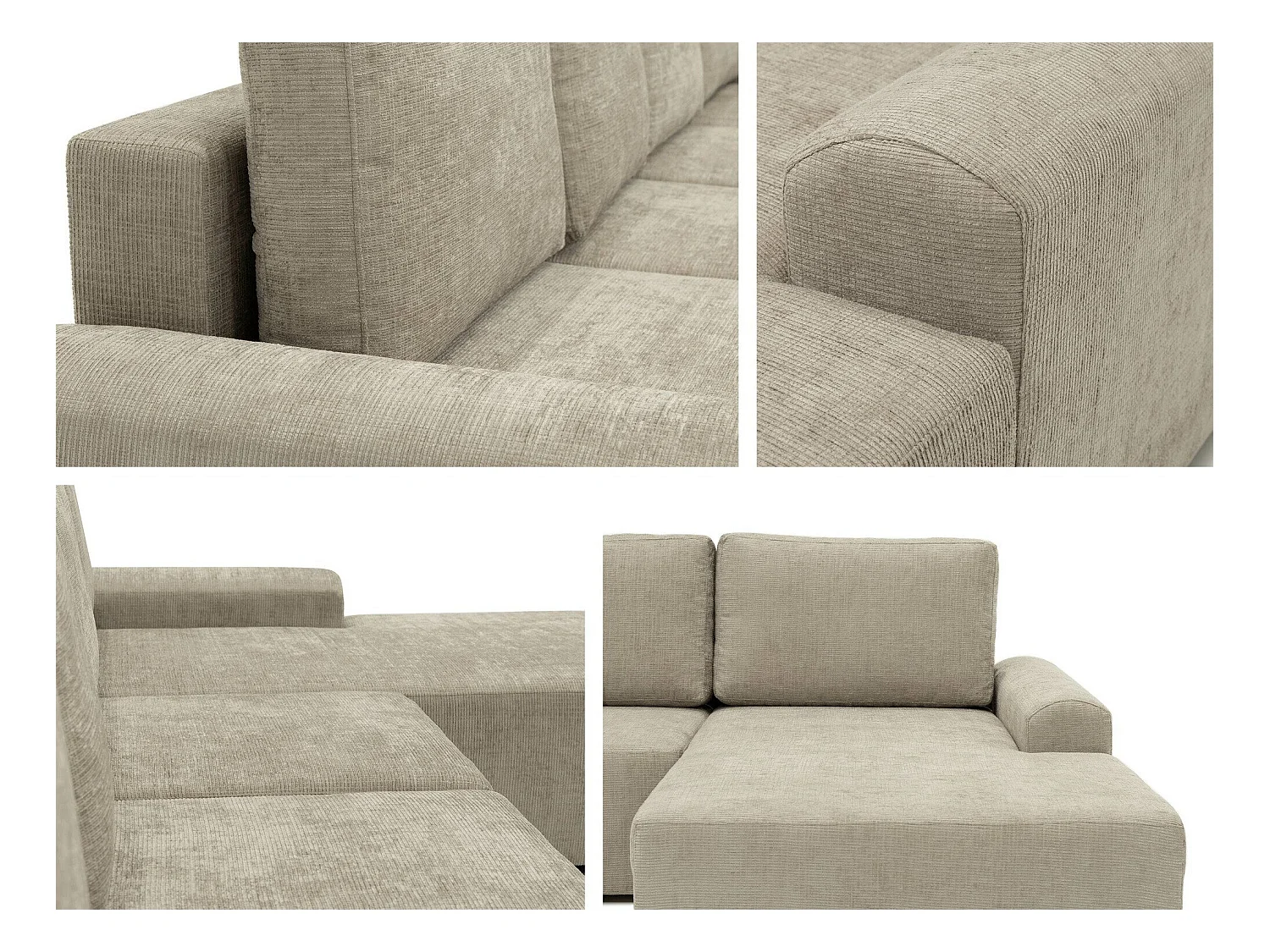 Canapé d'angle Stonecrest 106, Brun clair, Fonction de couchage, Boîte de literie, 338cm