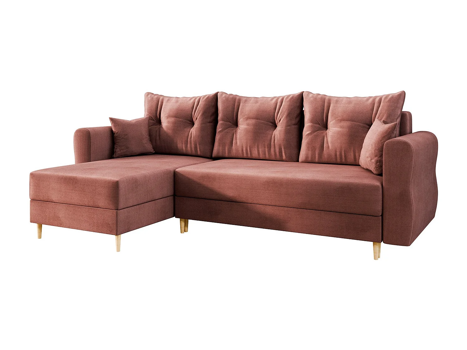 Divano angolare Veldala 102, Fucsia, Con, 238x138x85cm