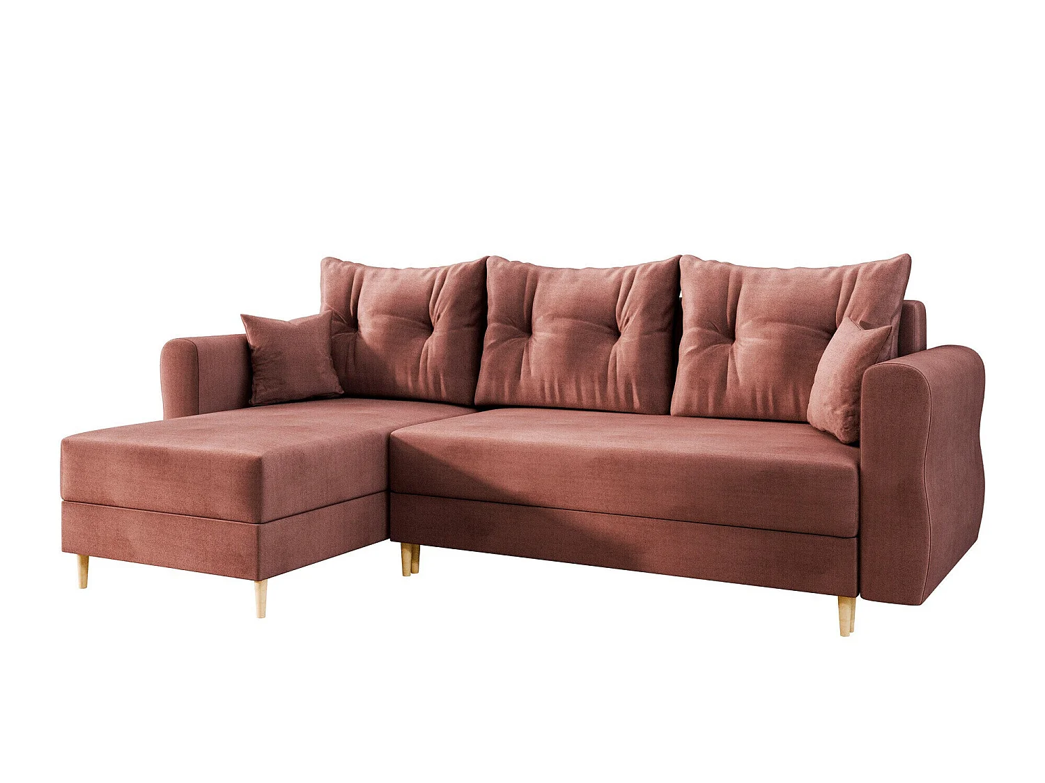 Sofá rinconero Veldala 102, Rosa, Función de descanso, Almacenaje