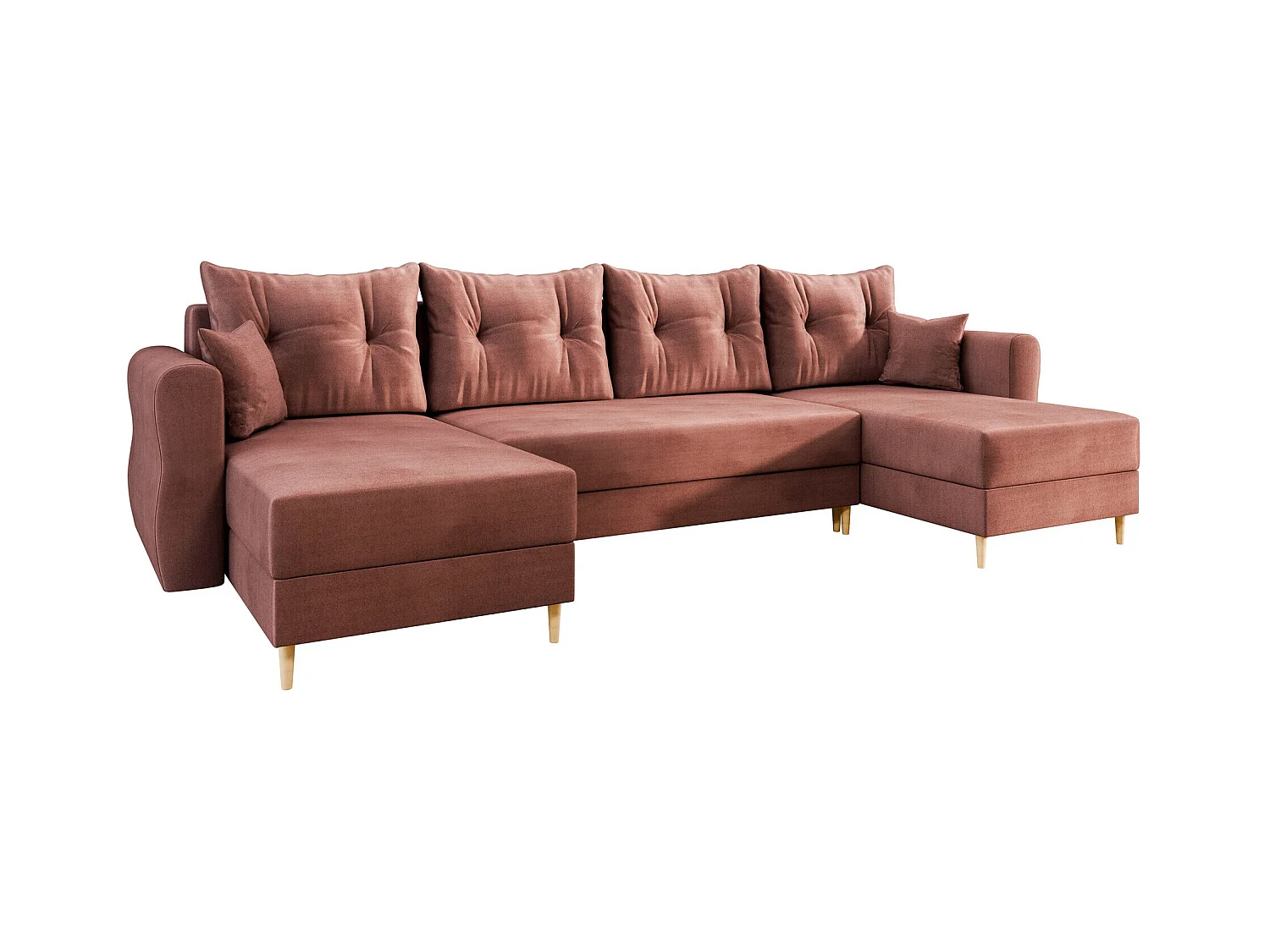 Sofá rinconero Veldala 103, Rosa, Función de descanso, Almacenaje, 310x138x85cm