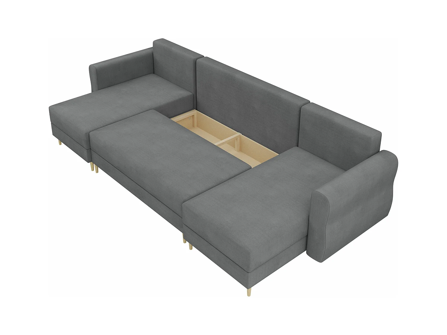 Sofá rinconero Veldala 103, Gris, Función de descanso, Almacenaje, 310x138x85cm