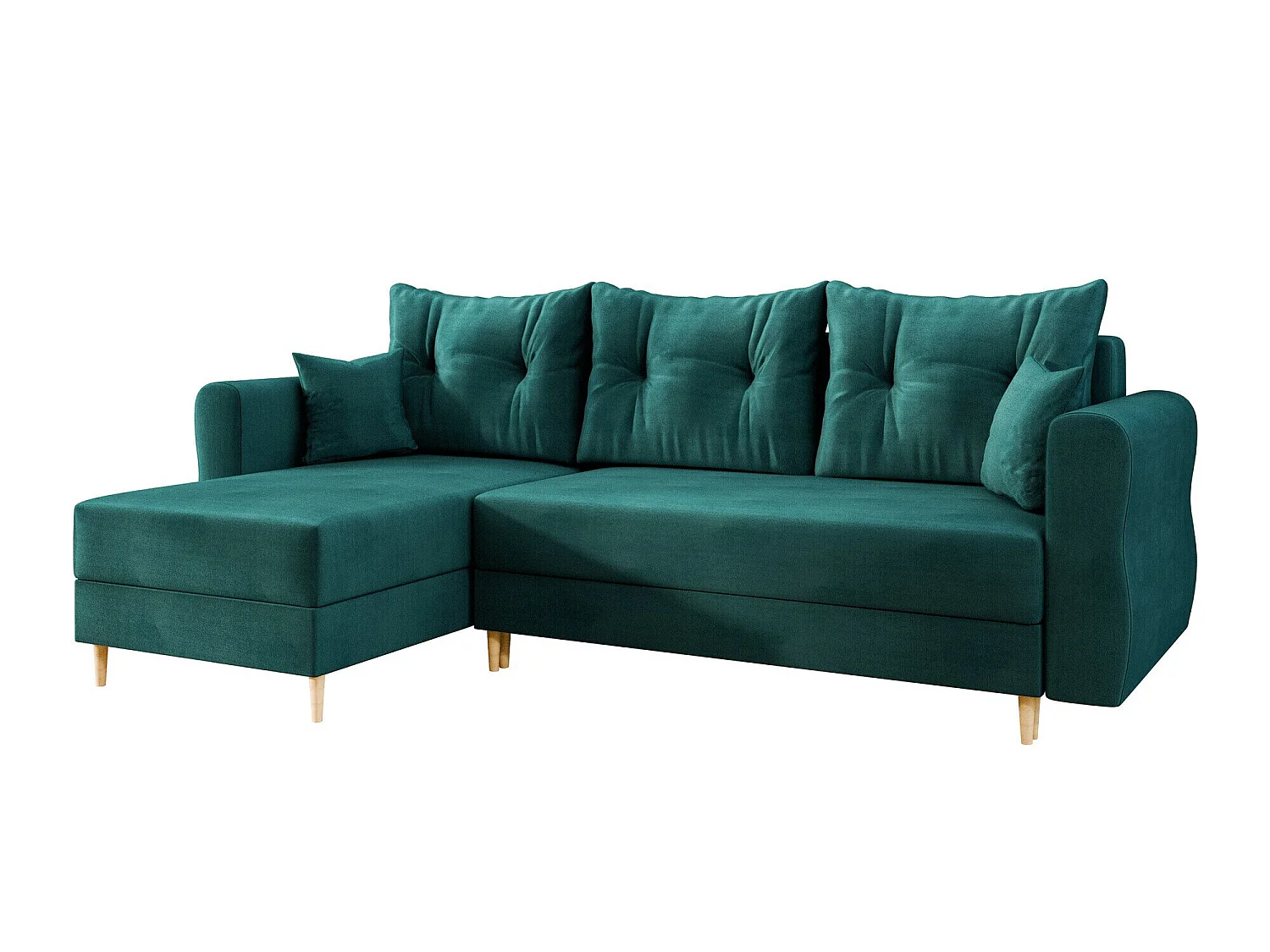 Canapé d'angle convertible 3 places en tissu turquoise VELDALA