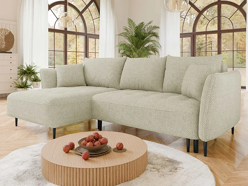 Sofá de canto TrendyNest 102, Castanho claro, Funcionalidade de dormir