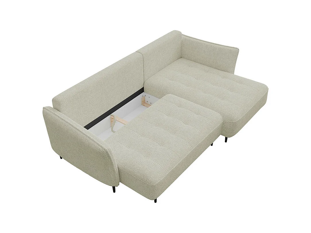 Canapé d'angle TrendyNest 102, Gris, Fonction de couchage, Boîte de literie, 276x158x94cm