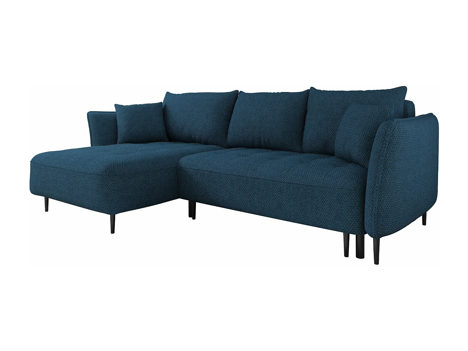 Canapé d'angle TrendyNest 102, Bleu, Fonction de couchage, Boîte de literie, 276x158x94cm