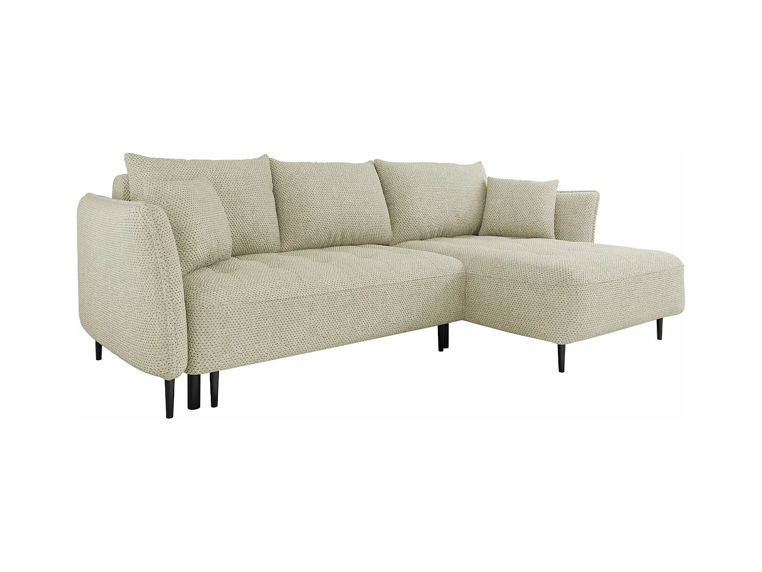 Canapé d'angle TrendyNest 102, Brun clair, Fonction de couchage, Boîte de literie, 276cm