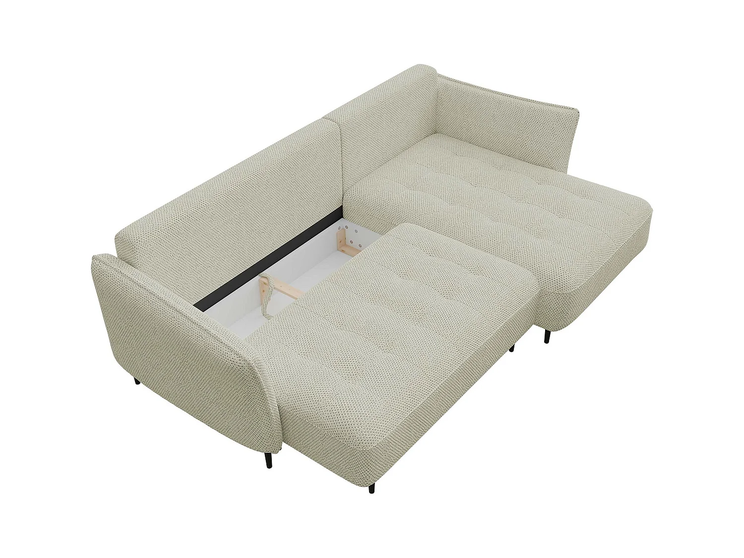 Canapé d'angle TrendyNest 102, Brun clair, Fonction de couchage, Boîte de literie, 276cm