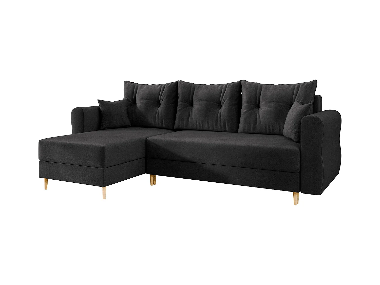 Sofá de canto Veldala 102, Preto, Funcionalidade de dormir, 24x14x9cm