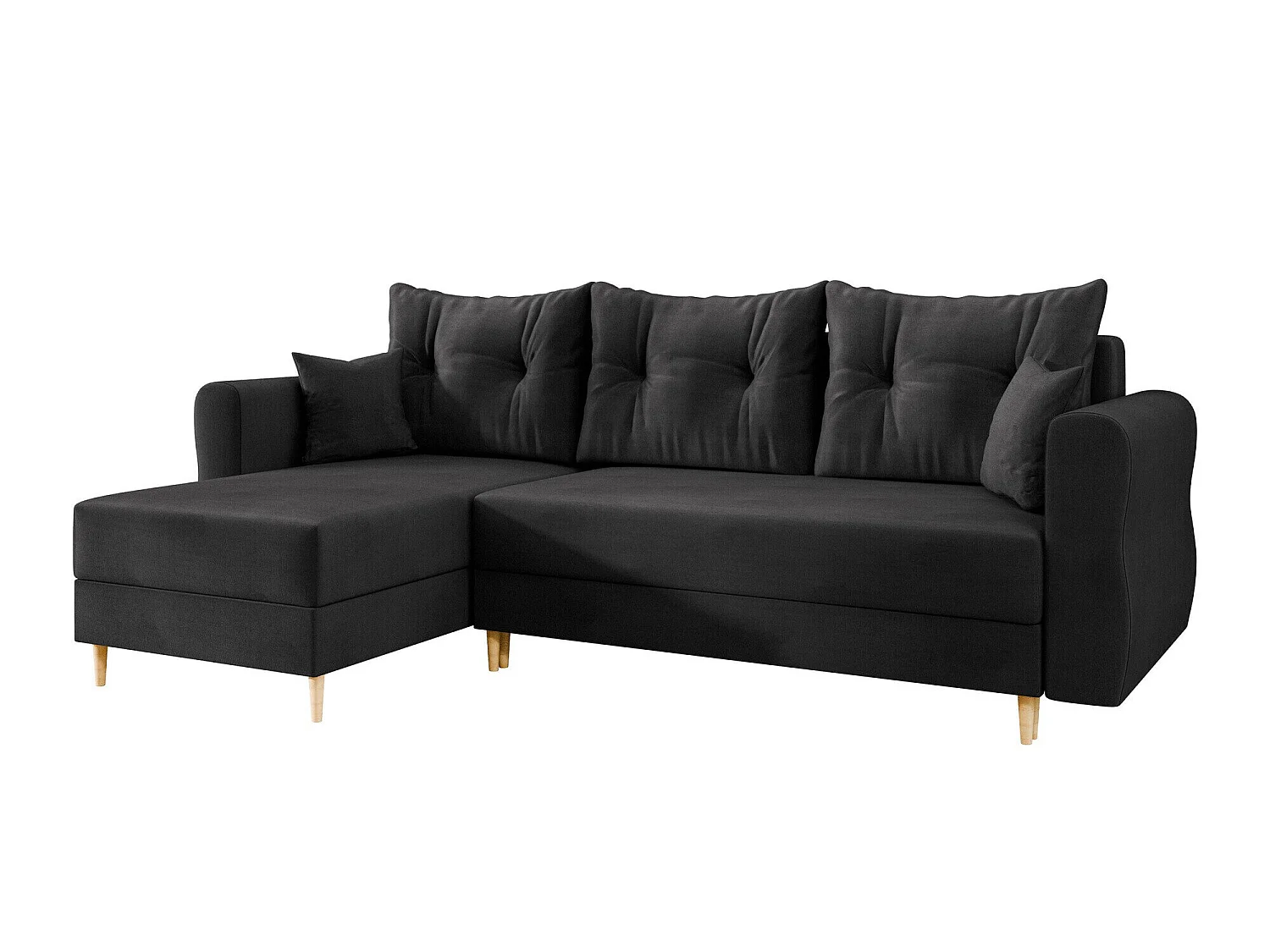 Sofá rinconero Veldala 102, Negro, Función de descanso, Almacenaje