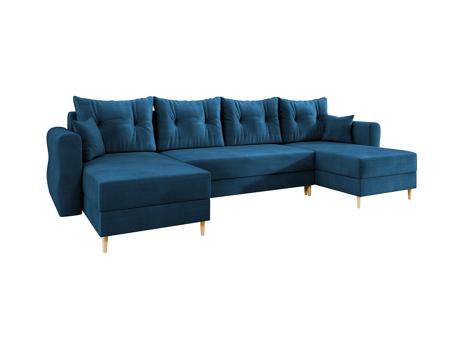 Canapé d'angle Veldala 103, Bleu, Fonction de couchage, Boîte de literie, 310x138x85cm