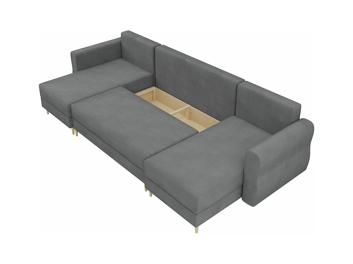 Canapé d'angle Veldala 103, Bleu, Fonction de couchage, Boîte de literie, 310x138x85cm