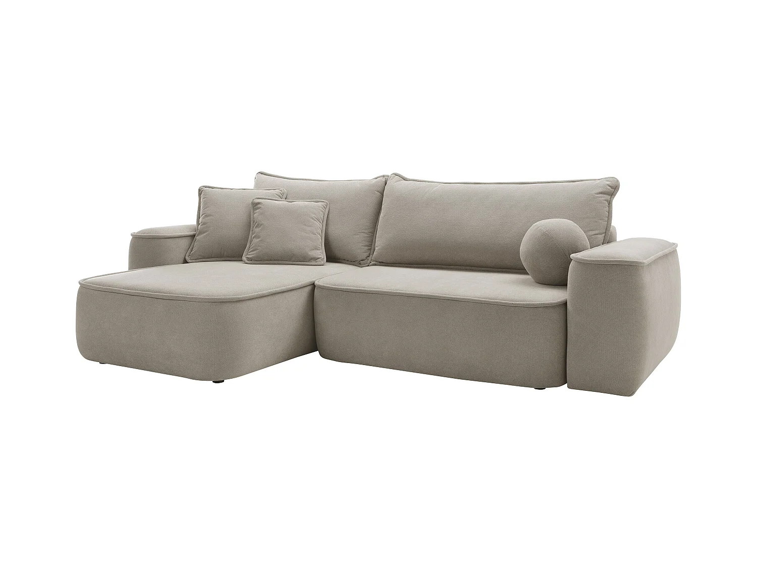 Sofá rinconero TrendyNest 112, De color marrón claro, Función de descanso, Almacenaje,