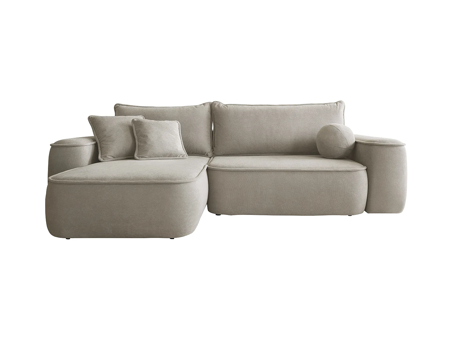 Sofá rinconero TrendyNest 112, De color marrón claro, Función de descanso, Almacenaje,