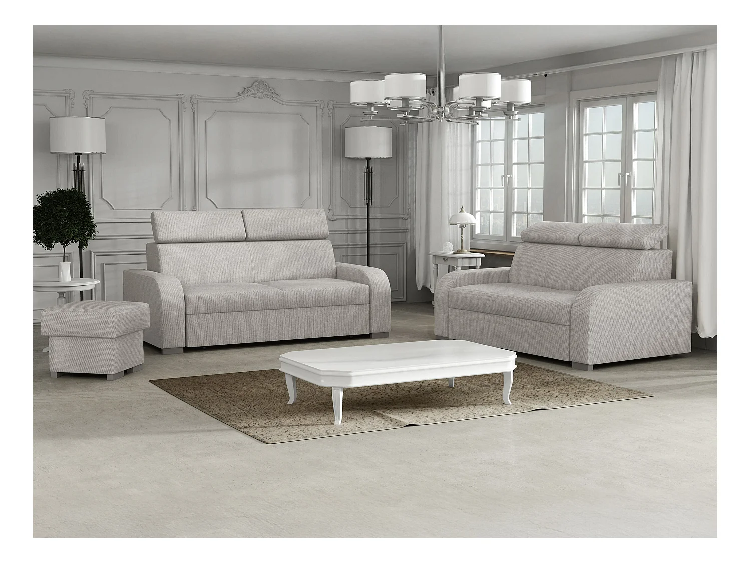 Sofá Etrcala 102, Gris, 200x100x85cm, Tapiz, Patas: Plástico|Madera