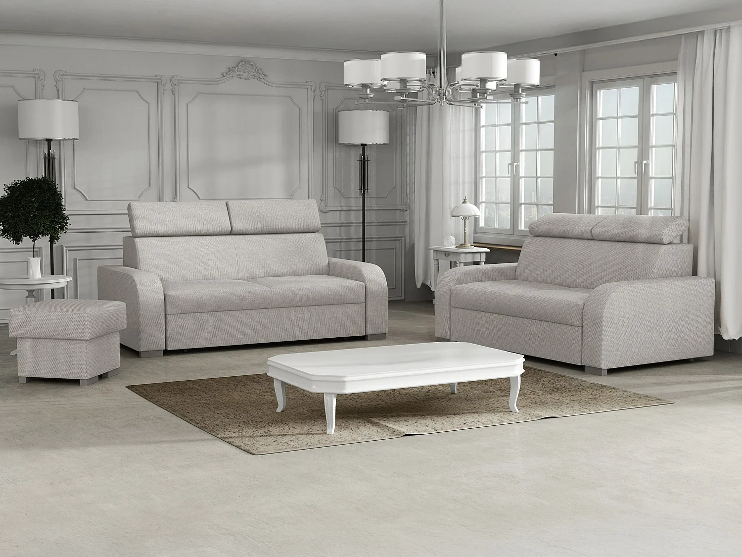 Canapé Etrcala 102, Gris, 200x100x85cm, Tissu, Pieds: Plastique|Bois