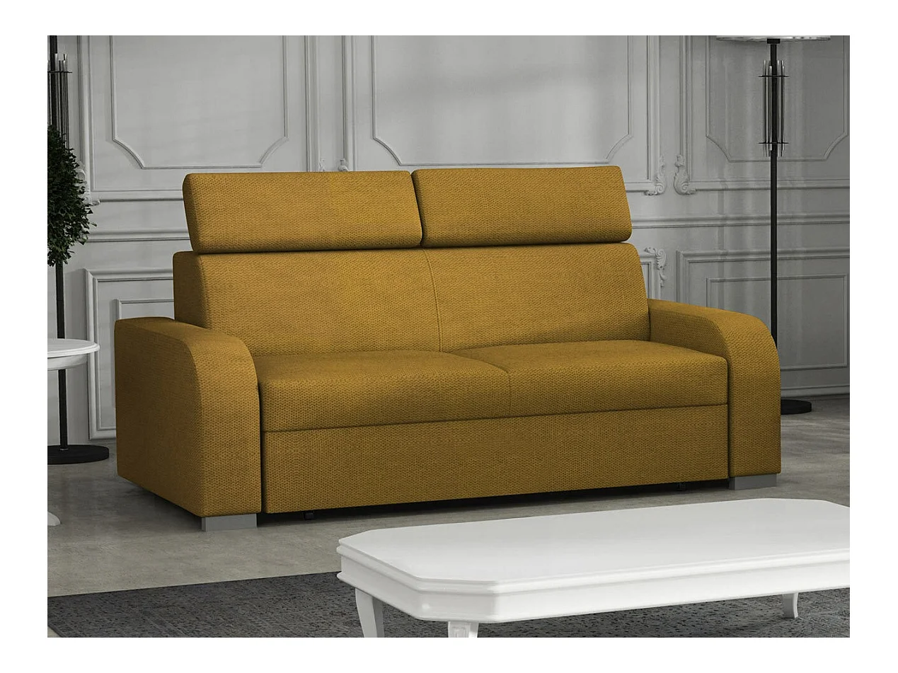 Canapé Etrcala 102, Jaune, 200x100x85cm, Tapisserie, Pieds: Bois|Plastique