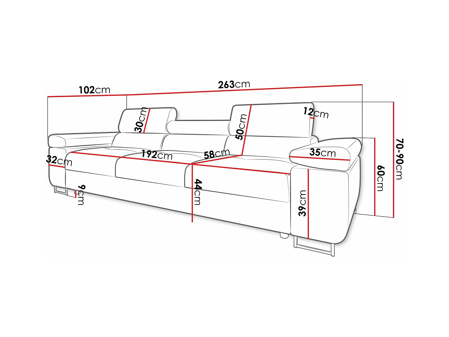 Sofá Comfivo Eliferu 104, Amarillo, 263x102x70cm, Tapiz, Patas: Metal