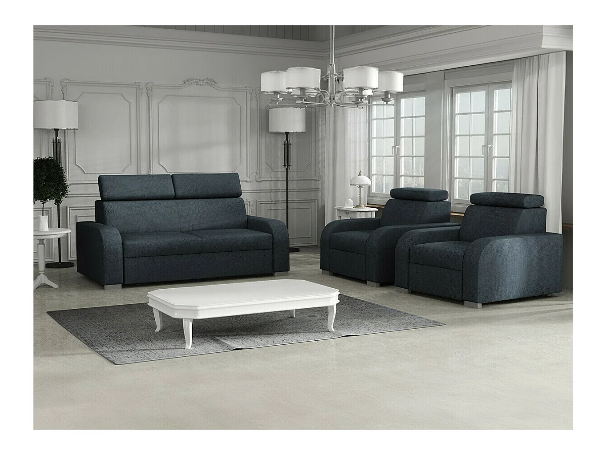 Sofá Etrcala 102, Funcionalidade de dormir, Cama com arrumação, Azul