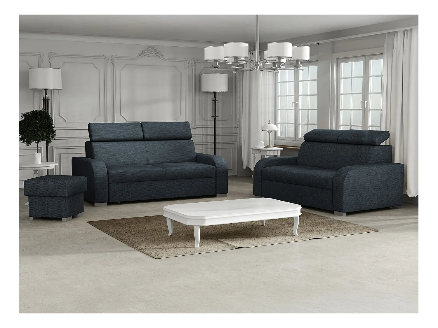 Sofá Etrcala 102, Funcionalidade de dormir, Cama com arrumação, Azul