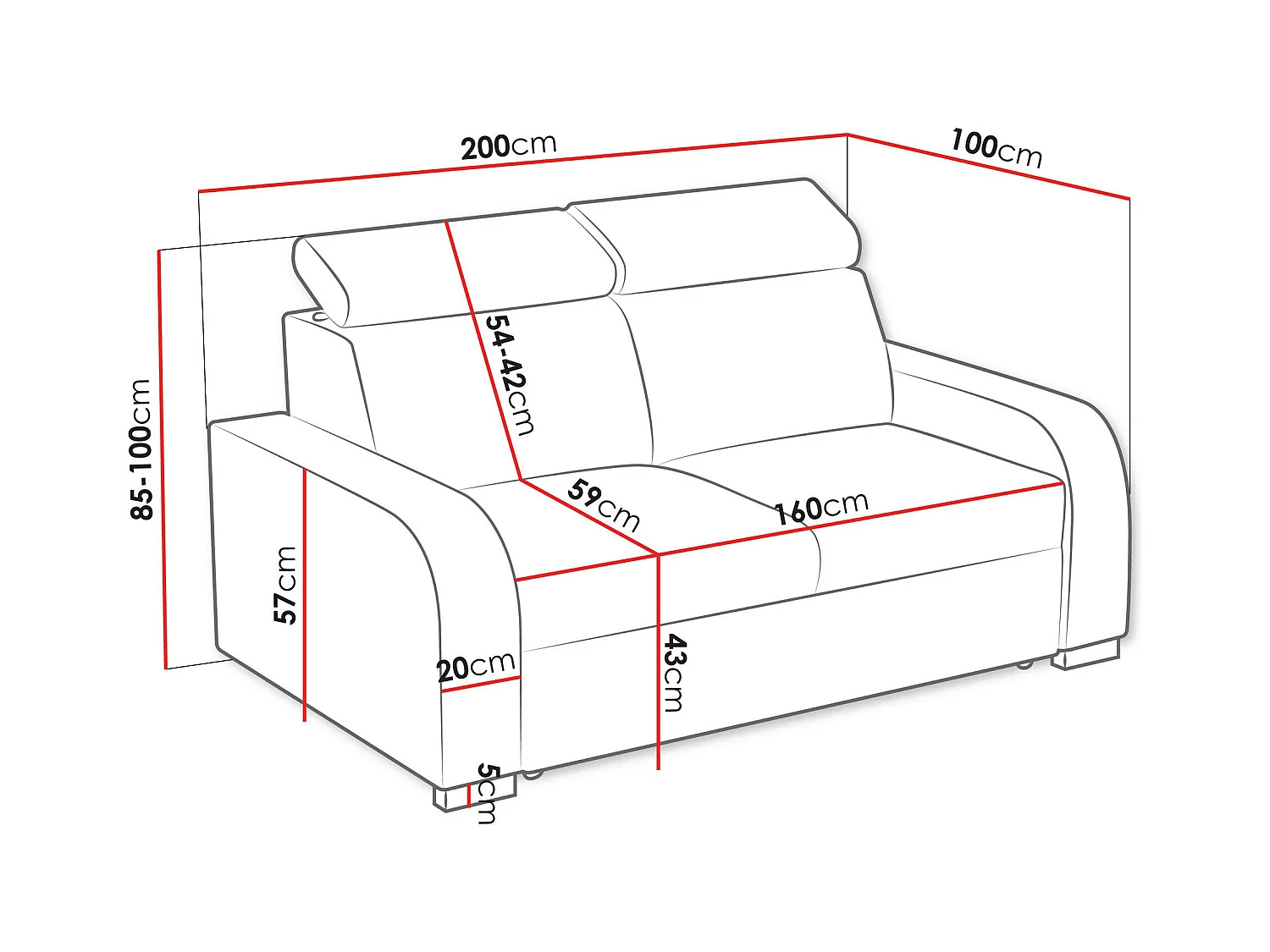 Sofá Etrcala 102, Funcionalidade de dormir, Cama com arrumação, Azul
