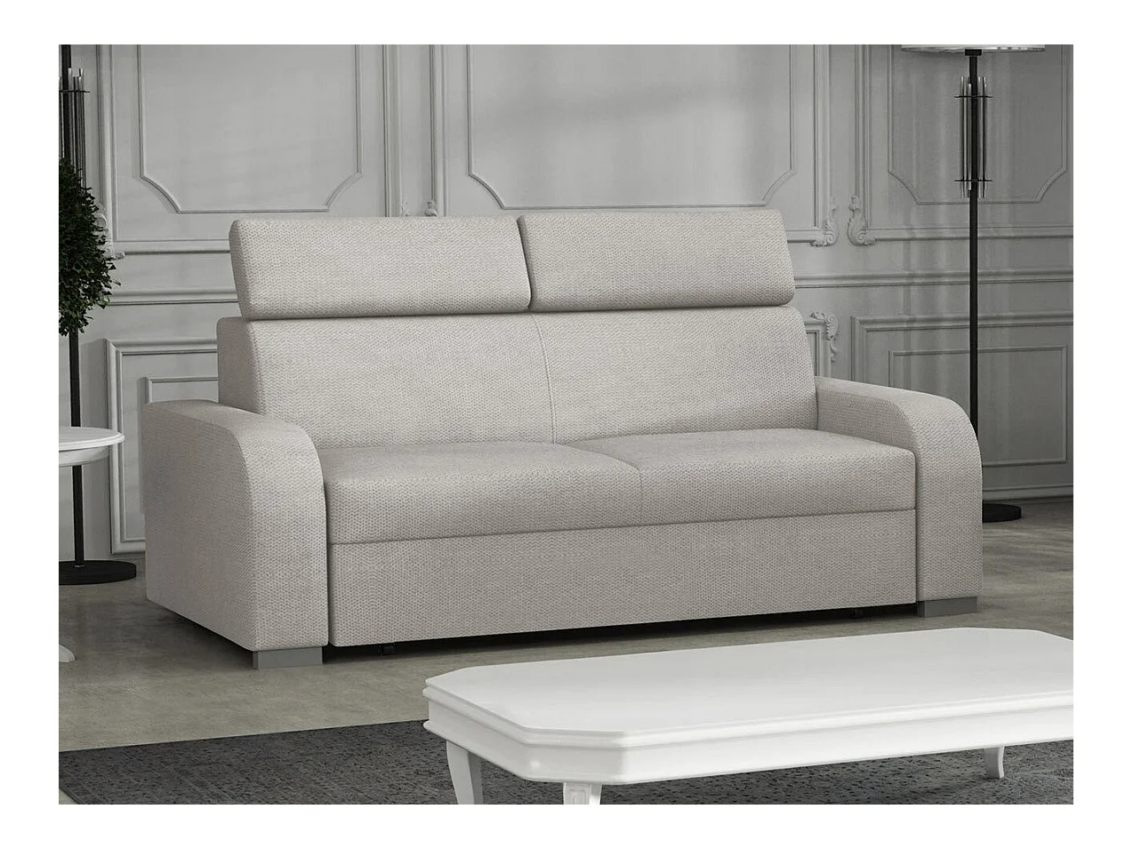 Sofá Etrcala 103, De color marrón claro, 170x100x85cm, Tapiz, Patas: Plástico|Madera