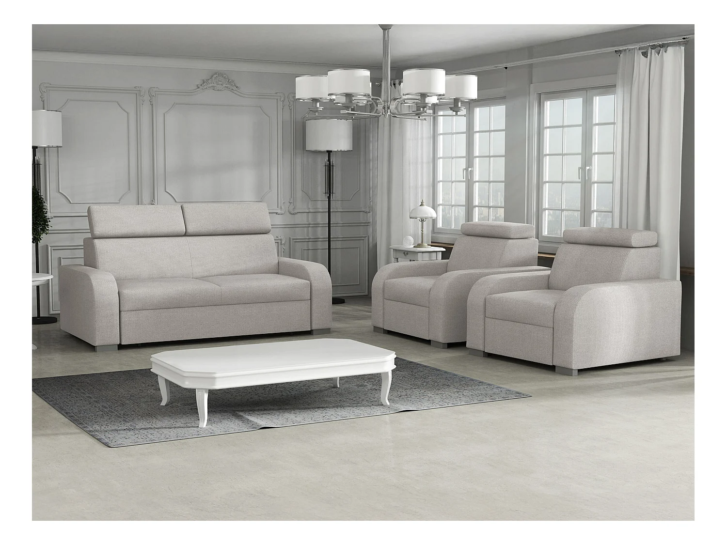 Sofá Etrcala 103, De color marrón claro, 170x100x85cm, Tapiz, Patas: Plástico|Madera