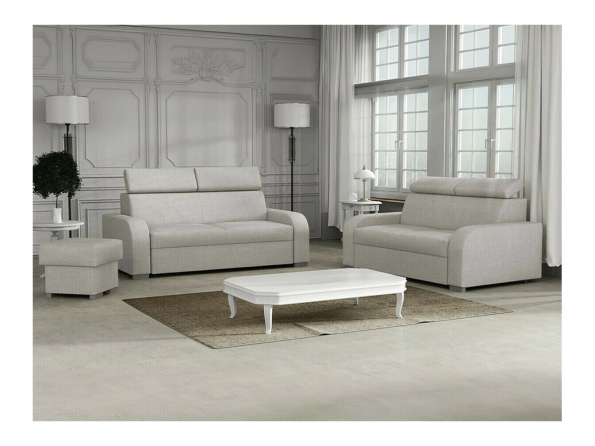 Sofá Etrcala 103, De color marrón claro, 170x100x85cm, Tapiz, Patas: Plástico|Madera