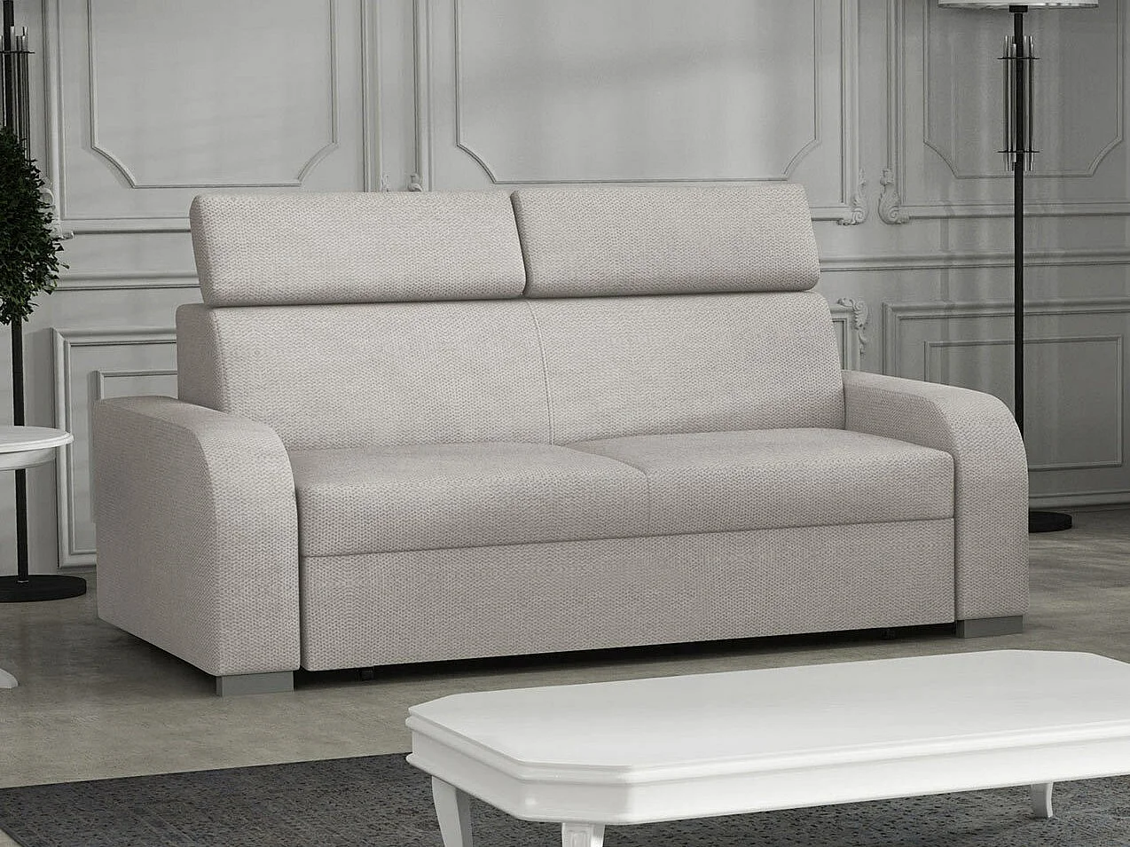 Canapé Etrcala 103, Brun clair, 170x100x85cm, Tissu, Pieds: Plastique|Bois