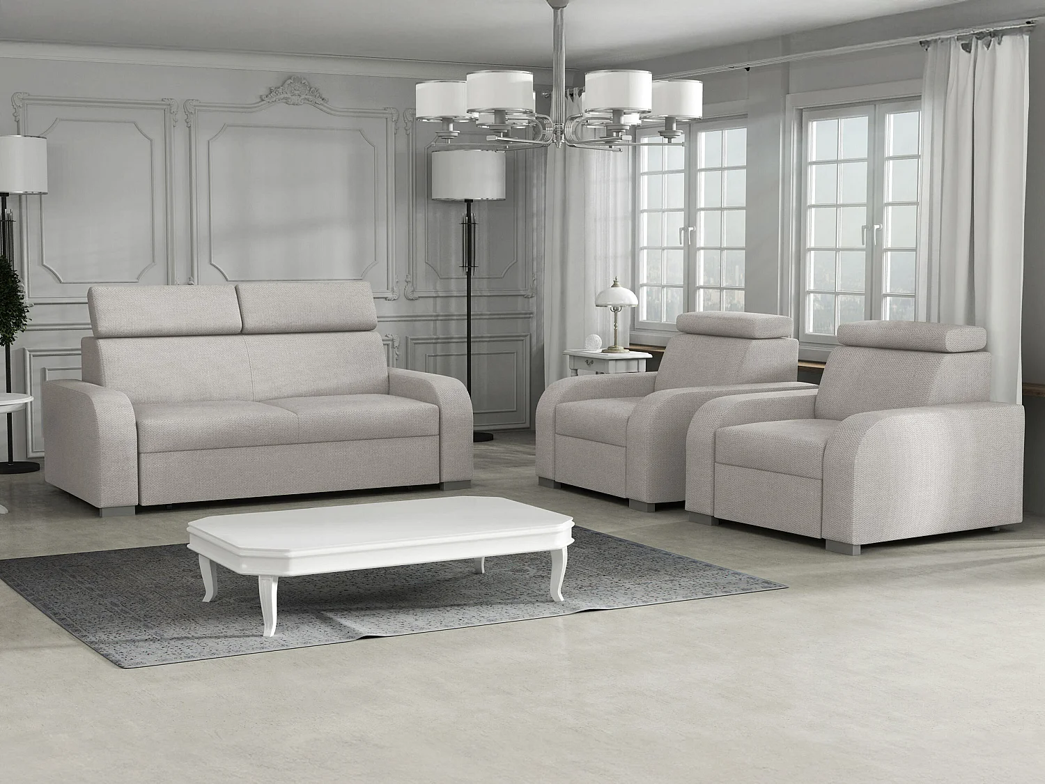 Canapé Etrcala 103, Brun clair, 170x100x85cm, Tissu, Pieds: Plastique|Bois