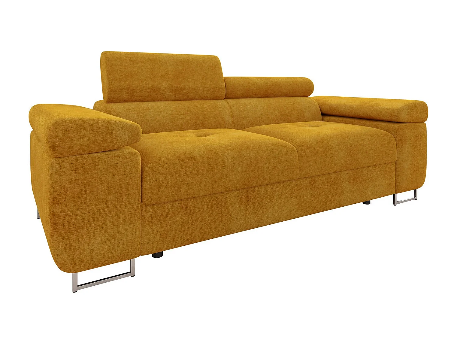 Canapé Comfivo Eliferu 105, Jaune, 198x102x70cm, Tissu, Pieds: Métal