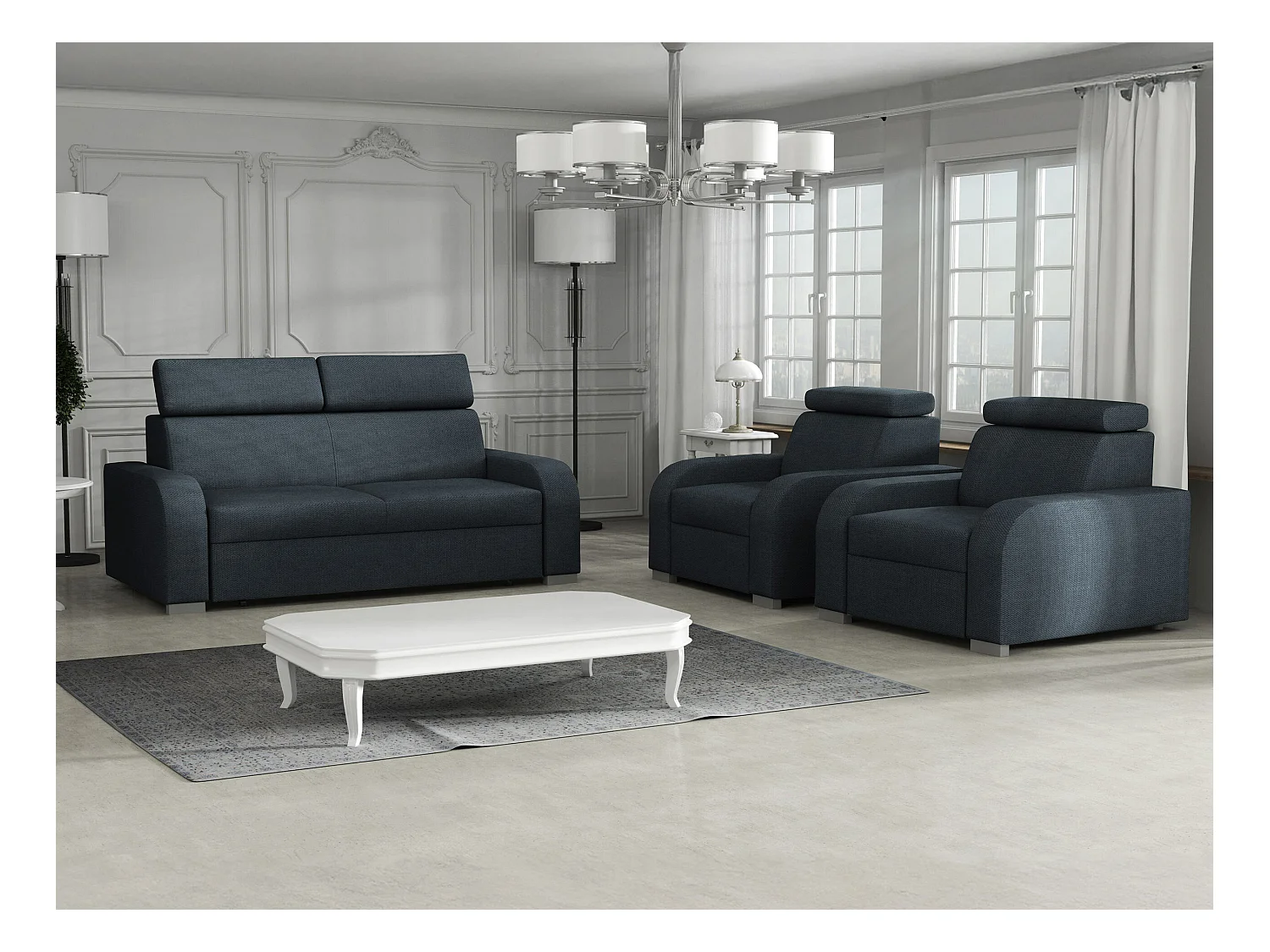 Sofá Etrcala 103, Funcionalidade de dormir, Cama com arrumação, Azul